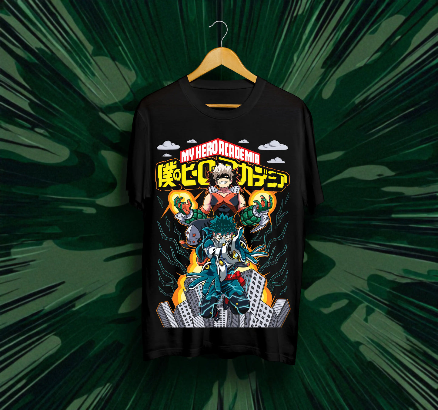 Унисекс тениска – My Hero Academia (Katsuki Bakugo & Izuku Midoriya)