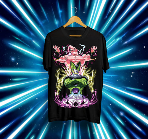 Унисекс тениска – Dragon Ball (Злодеи: Hit, Cell, Majin Buu)