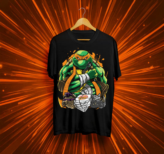 Унисекс тениска – Костенурките Нинджа (Микеланджело – Забавата с нунчакутата)