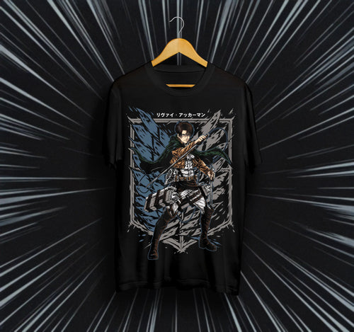 Унисекс тениска – Attack on Titan (Леви Акерман – Безмълвното острие)