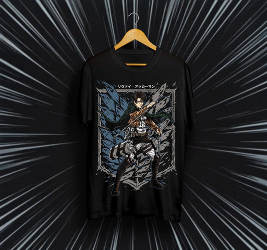 Унисекс тениска – Attack on Titan (Леви Акерман – Безмълвното острие)