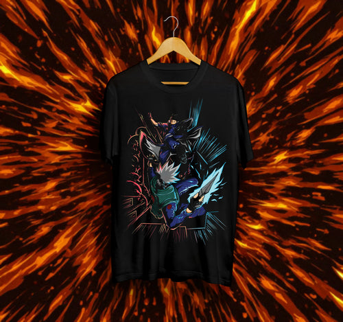 Унисекс тениска – Naruto (Какаши срещу Обито – Съдбата на приятелството и войната)