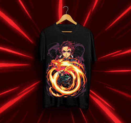 Унисекс тениска – Demon Slayer (Танджиро – Огненият танц на Хиноками)